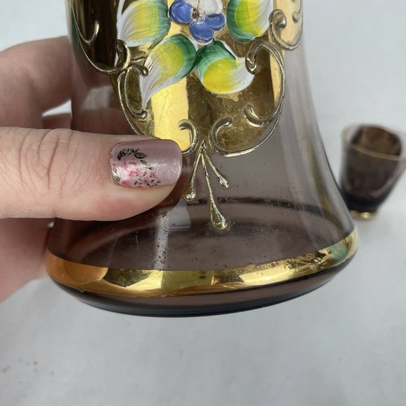 Czech Purple Bohemian Glass AMETHYST Decanter - Picture 10 of 12